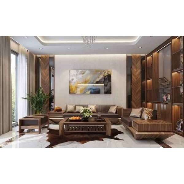 Sofa góc L 2 văng chân vuông sồi Nga BG126